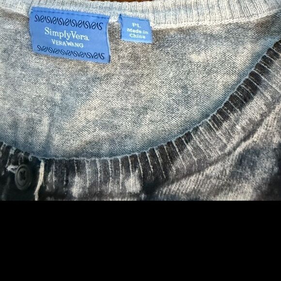 Simply Vera Vera Wang Cardigan Sweater Mesh Bottom Black Grey Multi Petite L - Picture 11 of 11